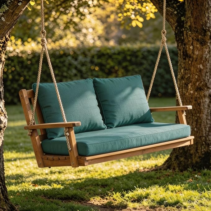 Goodgoods 48 x 24 Outdoor Loveseat Cushion Set, 1000+Hours Fade-Resistant & Water-Resistant Outdoor Furniture Chair Cushions with 35D High-Resilience Foam for Couch, Bench, and Swing, Malachite