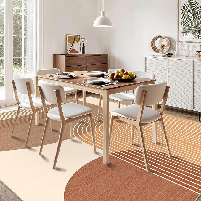 Boho Large Area Rug 4x6 for Living Room Bohemian Rugs Machine Washable Modern Geometric Rug Non Slip Printed Low Pile Indoor Floor Carpet for Dining Room Bedroom Office,Orange