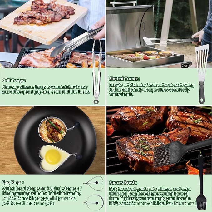 Griddle Accessories Kit for Blackstone and Camp Chef, 45 PCS Upgraded Flat Top Grill Accessories, Household Griddle Spatula Set with Enlarged Spatulas, Basting Cover, Scraper, for Outdoor