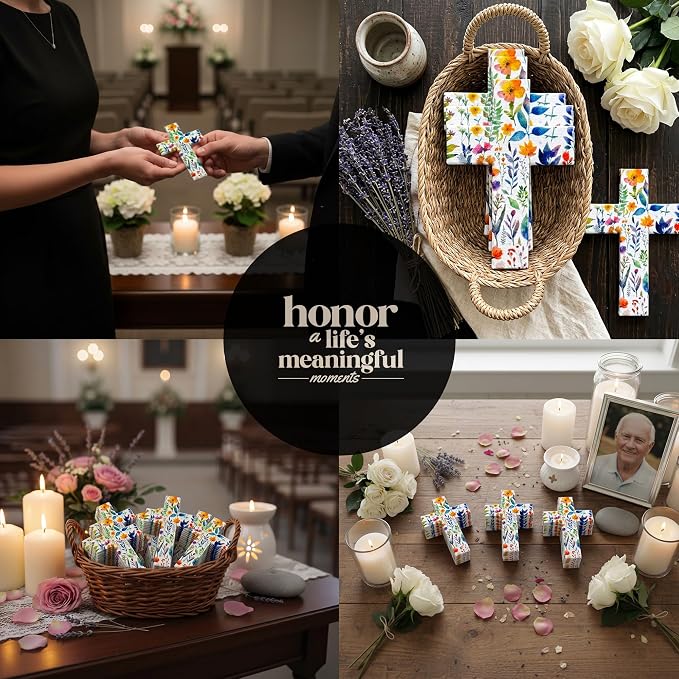 Plantable Wildflower Seed Paper - 50pcs Floral Cross-Shaped for Funeral Favors, Memorial Gifts, & Sympathy Gifts for Loss of Father and Mother
