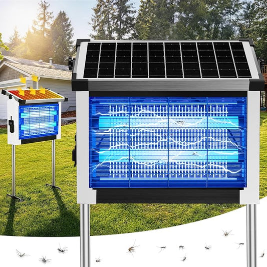 Solar Bug Zapper Outdoor, 4500V Solar Mosquito Zapper for Outdoor & Indoor, 1/2 Acre Coverage Cordless Rechargeable Electric Fly Zapper, IPX5 Waterproof Mosquito Traps for Backyard, Patio, Camping