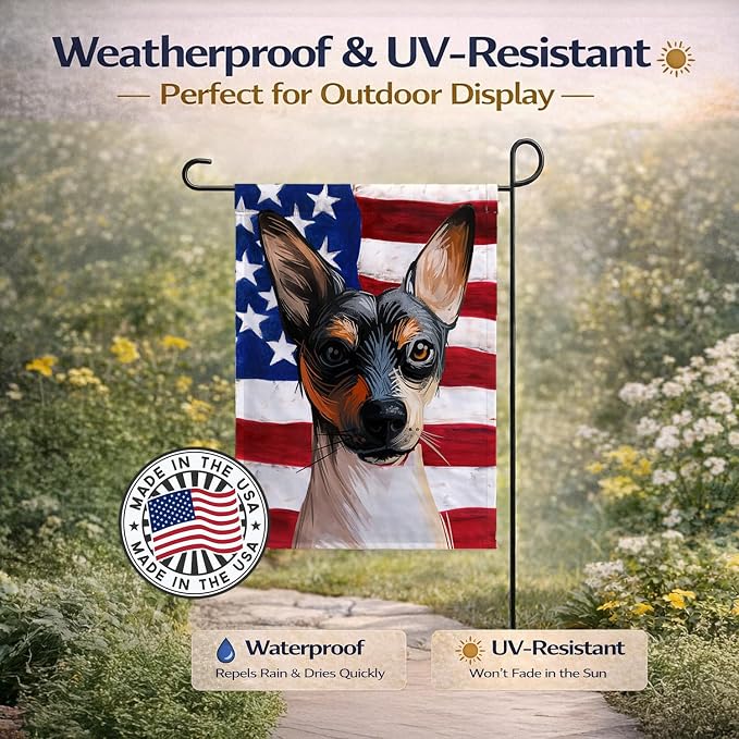 Caroline's Treasures CK6674GF Ratonero Valenciano Dog American Flag Garden Flag Mailbox Flag Decorative Yard Flag Banner Outside Patio Artwork Yard Flower Beds, Garden Size, Multicolor