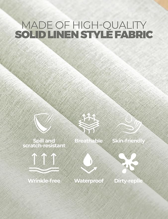 Decorelia Waterproof Linen Table Cloth for 8ft Rectangle Table, Easy to Clean Wrinkle-Free Wipeable Outdoor Tablecloth for Wedding, Party and Camping(Oblong, 60 x 120 Inch (10-12 Seats), Light Grey)