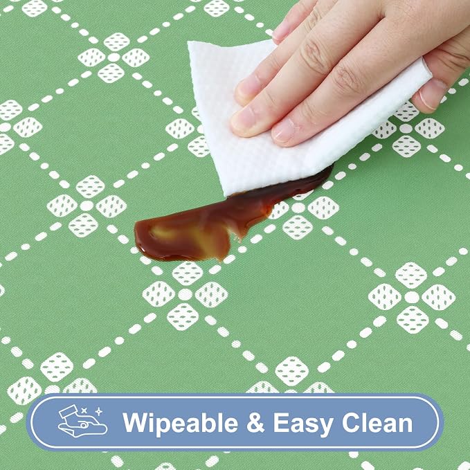 misaya Rectangle Vinyl Table Cloth, Elastic Fitted Tablecloth with Flannel Backing, Waterproof Plastic Table Cover Fits 4 Foot Folding Tables for Picnic, Camping and Outdoor (Sage Green, 30" x 48")