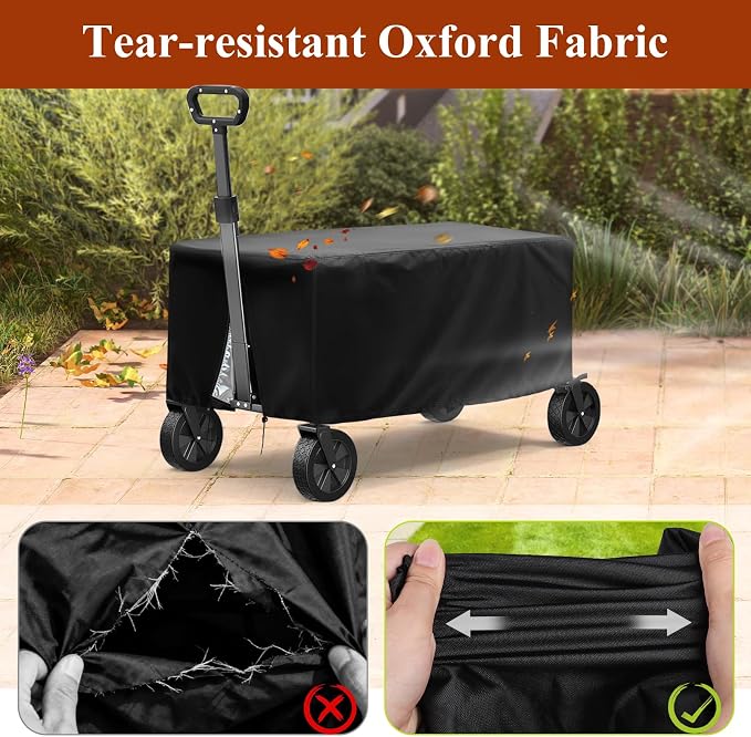 TheElves Garden Cart Cover, Outdoor Garden Wagon Covers Waterproof Heavy Duty for VEVOR 1400 lbs & Sekey 1600 lbs Steel Yard Cart Utility Wagon - 46x30x17 inch