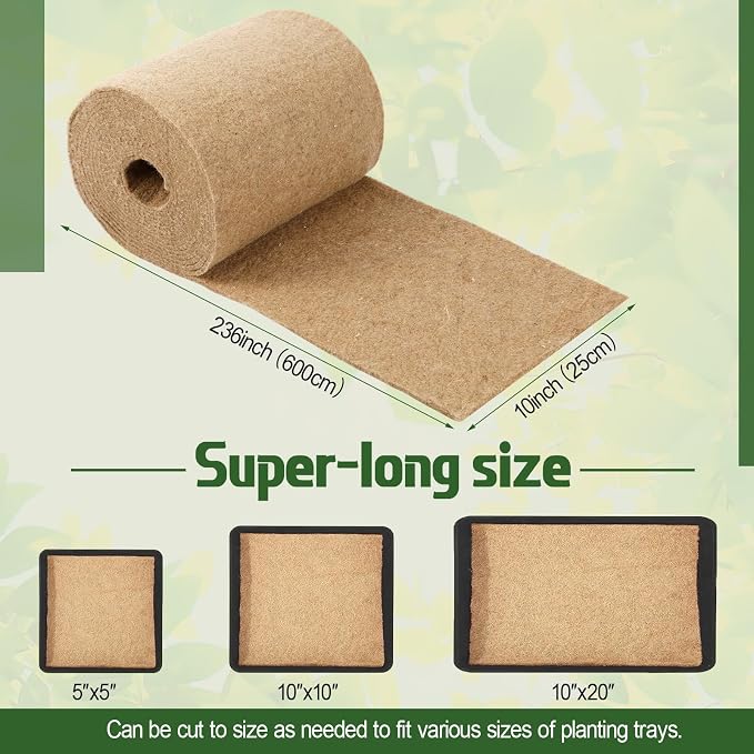 10 x 236 Microgreens Growing Mat Jute Fiber Grow Mats Extra Long Hydroponic Grow Pads for Wheatgrass, Sprouts, Hydroponics Seed Starter Trays, Organic