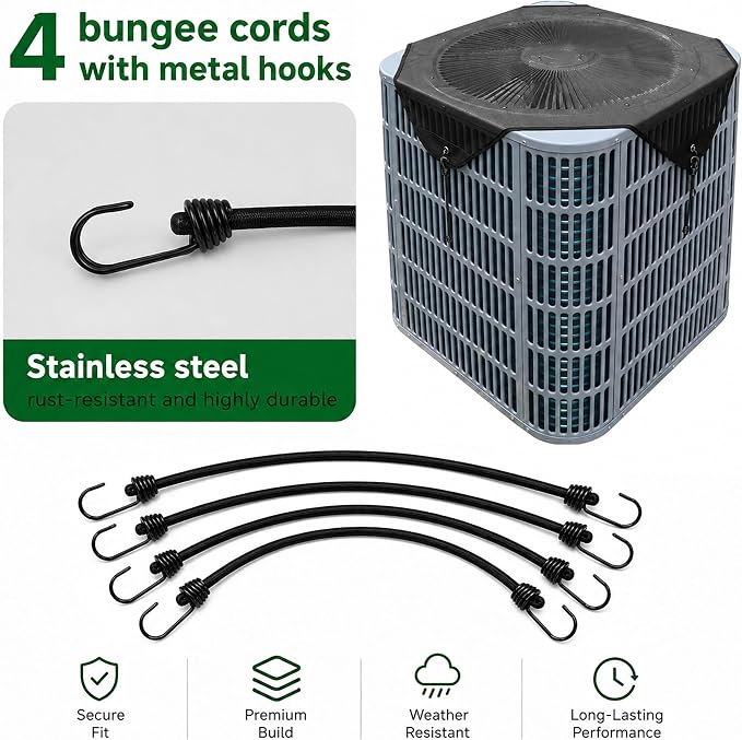 Central Air conditioner Covers for Outside Units, Mesh AC Unit Covers Outdoor, Top Breathable Universal Defender, Water Resistant, Black, 32" x 32"