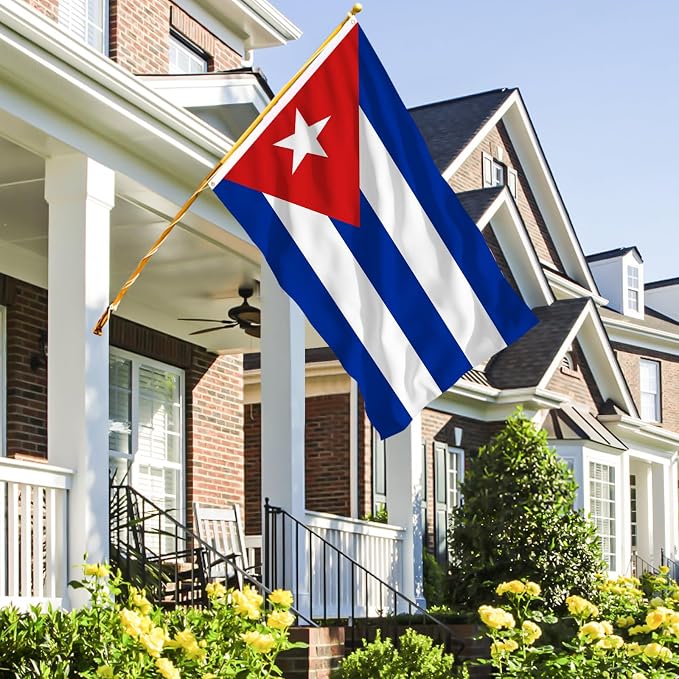 Ahfulife Cuba Flag 3x5 Ft for Revolution Day, 1 Pc Large Cuban National Flag for Outdoor Indoor, Double Sided with Brass Grommets for July 26th Celebrations, Independence Day, Party Street Decor