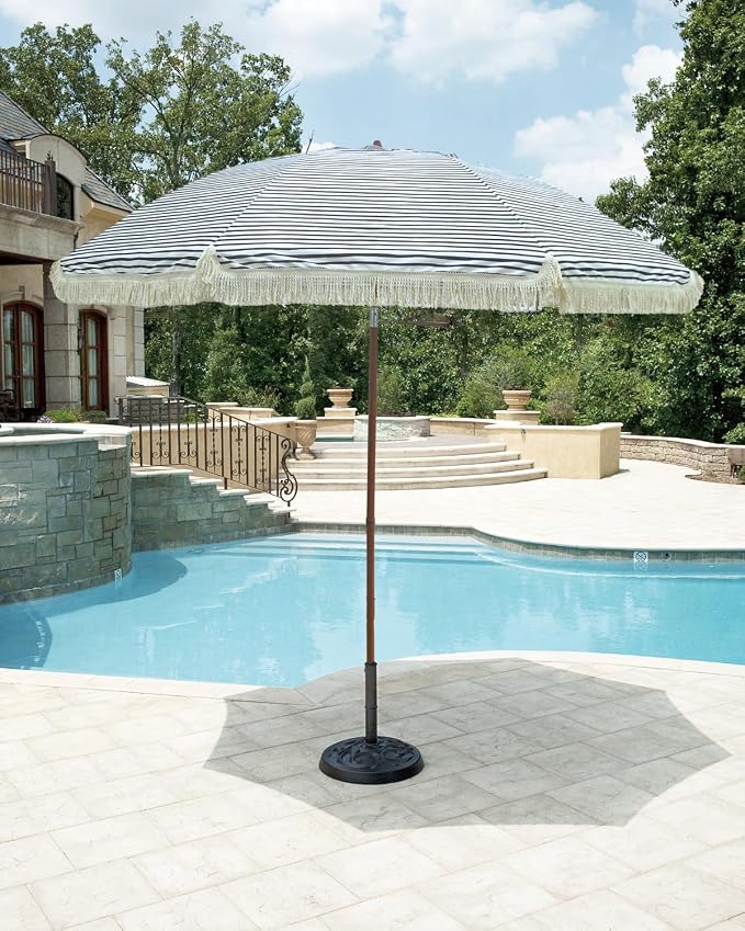 Hula Thatched Tiki Umbrella Tropical Palapa Raffia Tiki Hut Hawaiian Patio Umbrella with Fringe Boho Parasol 6' 8' & 9' Options