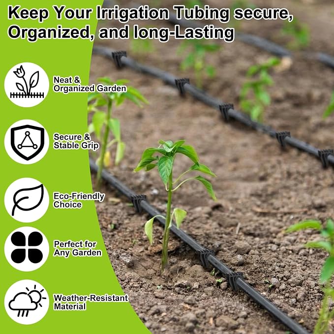 Glooglitter 120 Pack 1/4 Inch Irrigation Tubing Hold Down Plastic Anchor Stakes Drip Irrigation Support Stakes Ground Garden Hose for Garden Greenhouse Sprinkler Landscaping
