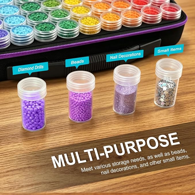 ZORETCO Diamond Art Storage with 60 Containers, Diamond Art Kits for Adults | Diamond Painting Storage Case with Tools, Diamond Art Supplies Storage for Diamond Painting Accessories, Bead Gem Organizer