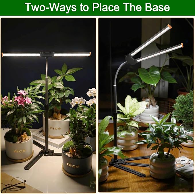 2-Pack Grow Light for Indoor Plants Growing,6000K LED Lamp for Desk Plants | Sun Spectrum with White Red Blue LED,Light Strip Foldable & Height Extendable 9-25'', Auto Timer 4 8 12Hrs