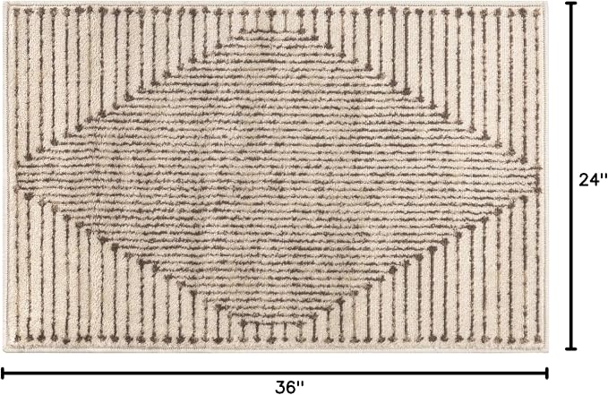 Rugshop Abstract Line Pattern Neutral Decor Area Rug Beige 2' x 3' | Rectangular, Size 2' x 3', Living Room, Bedroom, Dining Room, Home Office, Kitchen, Entryway, Hallway, Nursery, Kids Room