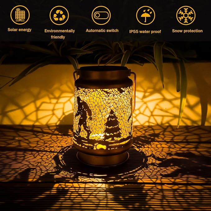 Fathers Day Gifts, Bigfoot Solar Lanterns Outdoor Waterproof, Big Foot Sasquatch Gifts, Hanging Solar Lights for Yard, Patio, Garden Decor
