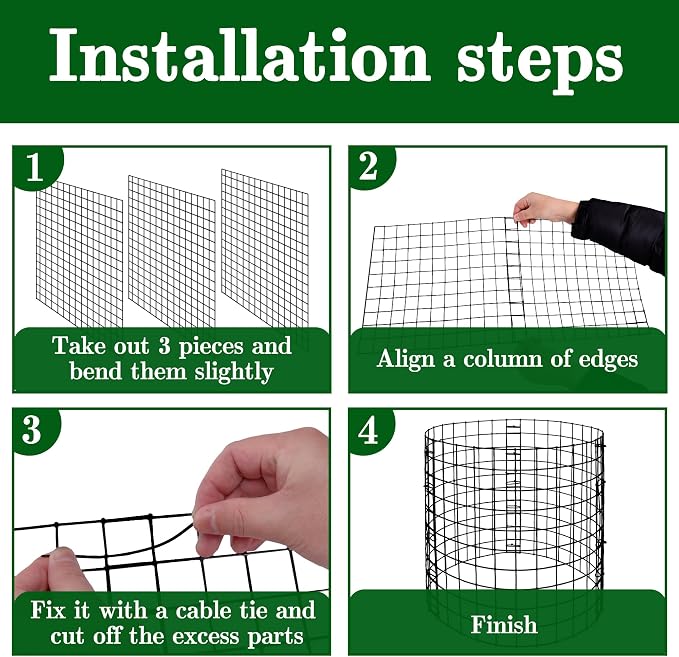 Adnee 10 Packs Wire Plant Protector from Animals - 12" H X 12" D Metal Mesh Plant Cage Covers - Sturdy Garden Bunny Barricades Chicken Wire Cloche for Plants Shrubs Vegetables Flowers