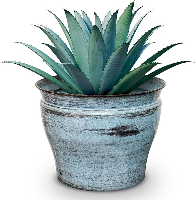 Headwind Glazed Ironstone Vanhorne Collection – 6" Azure Blue Decorative Plant Pot – Lightweight & Triple Coated w/Drainage Flower Pots for Indoor Plants & Outdoor Planter Use by Robert Allen