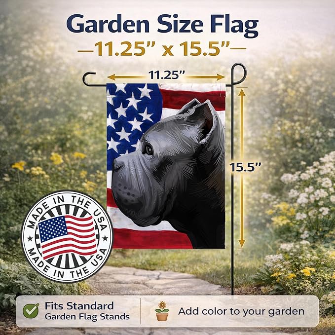 Caroline's Treasures CK6474GF Cane Corso Dog American Flag Garden Flag Mailbox Flag Decorative Yard Flag Banner Outside Patio Artwork Yard Flower Beds, Garden Size, Multicolor
