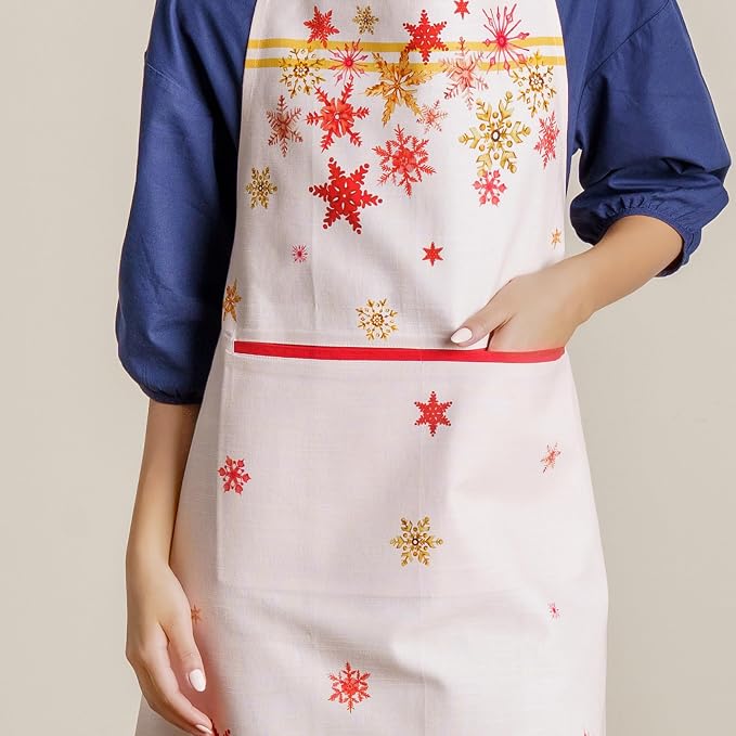 Maison d' Hermine Aprons for women with Pocket 100% Cotton (27.50"x31.50") | Adjustable Neck Strap & long ties Apron Men Chef Wedding Cooking Gardening Server Maid