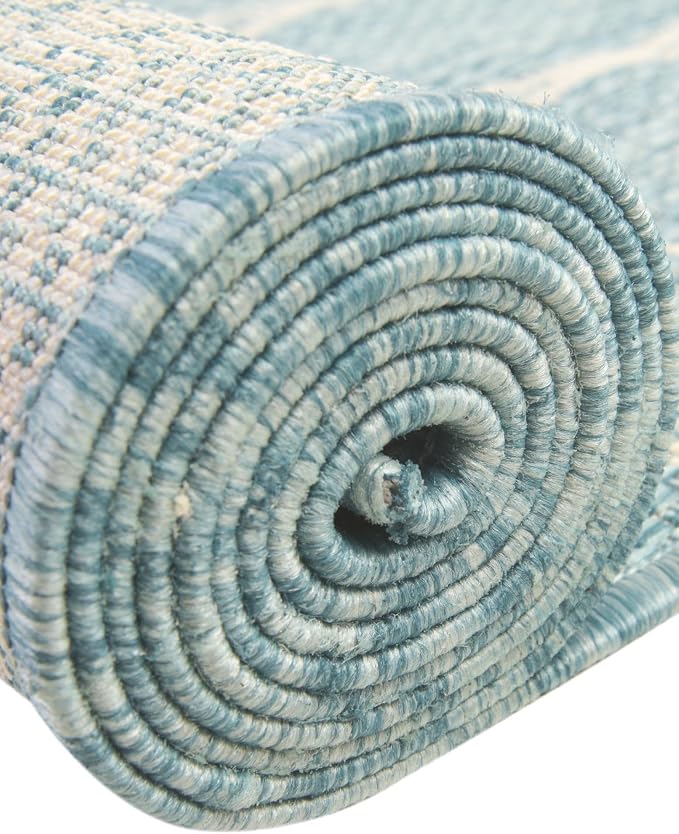 Unique Loom Outdoor Trellis Collection Area Rug - Gitter (3' 1" x 5' 3" Rectangle, Light Aqua/ Ivory)