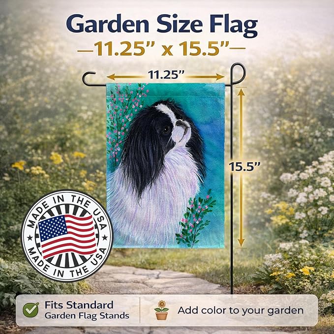 Caroline's Treasures SS8134GF Japanese Chin Garden Flag Mailbox Flag Decorative Yard Flag Banner Outside Patio Artwork Yard Flower Beds, Garden Size, Multicolor