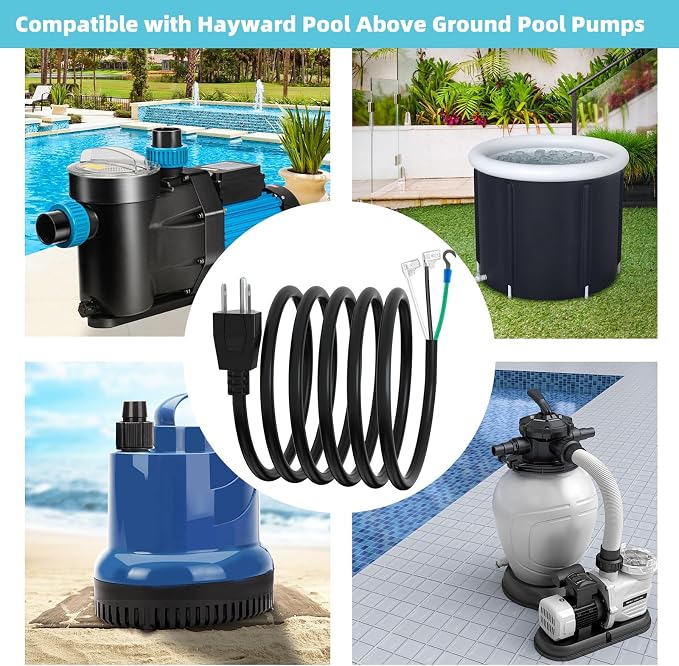 SPX1250WA Power Cord for Hayward Pool Pump Compatible with Hayward Power-Flo SP1500 Pool Pump Series (6FT)