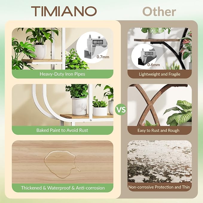 White Plant Stand, 7 Tier Tall Plant Shelf with Grow Light, Large Curve Shaped Lighted Plant Stand for Multiple Plants, Indoor Home Decor Display Rack