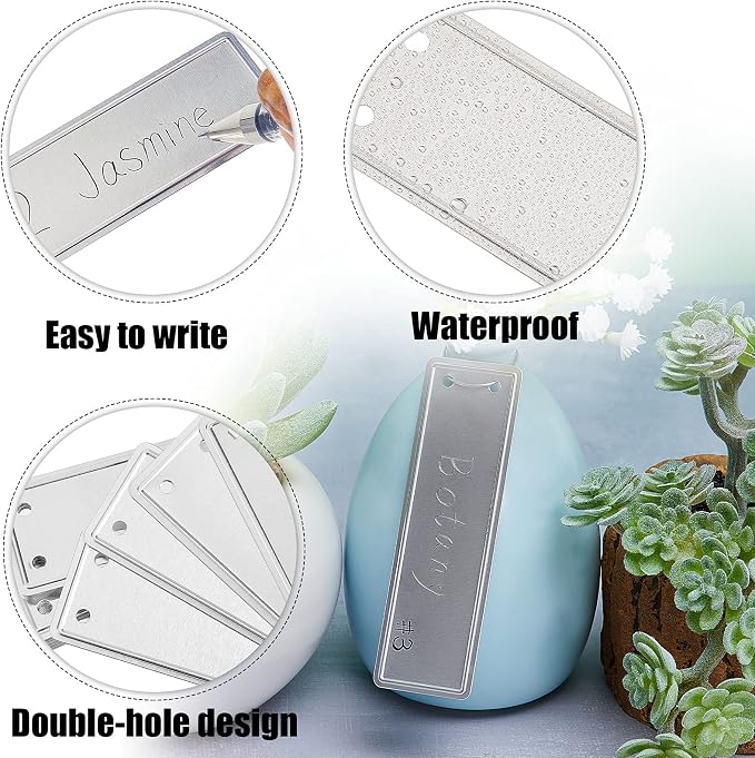 Ripeng 500 Pieces Aluminum Metal Plant Labels Writable Seedling Tree Tags with 6 Inch Wires Waterproof Double Sided Write for Plant Garden Marker Outdoor Identification and Greenhouse (Silver)