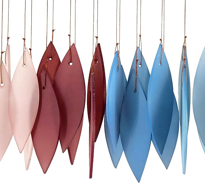 Blue Handworks New England Harbor Glass Chime | Sandblasted Glass and Found Wood Handcrafted Wind Chime