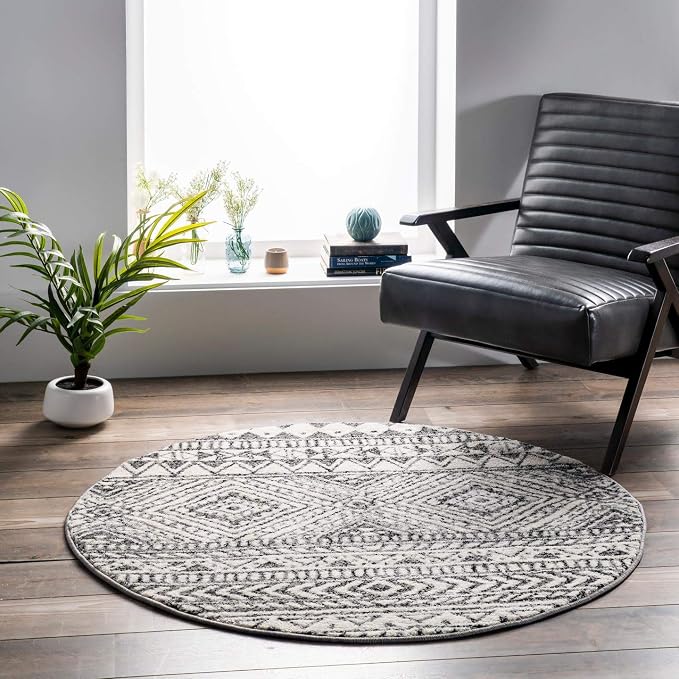 nuLOOM Transitional Tribal Becky Accent Rug, 4' Round, Dark Grey