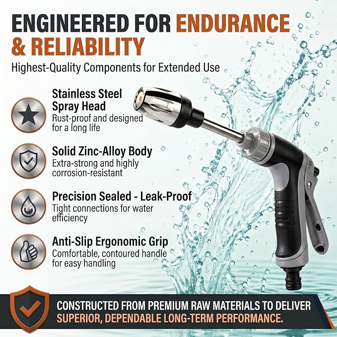 Hose Hawk pro Pressure Washer, 2026 New Adjustable Rotary Spray Gun with Jet Hose Nozzle High Pressure, Anti‑Slip Grip & Quick Connector, Ideal for Car Washing, Garden, Lawn, Plants & Pets