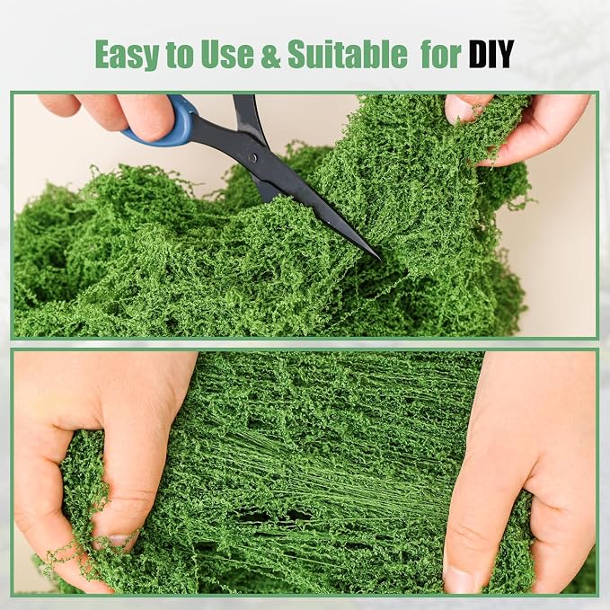 Fake Green Moss for Potted Plants Indoor,14.1oz Artificial Moss for DIY Crafts, Decorative Faux Grass for Planters, Model Making,Table Centerpieces,Walls, Wedding, Terrariums, Fairy Garden Accessories