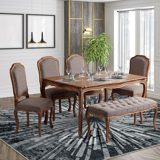 Lahome Manon Black 8x10 Rugs for Living Room, Modern Area Rugs Low Pile Soft Bedroom Rug, Washable Abstract Dining Room Rug Large Floor Carpet for Kids Playroom Nursery