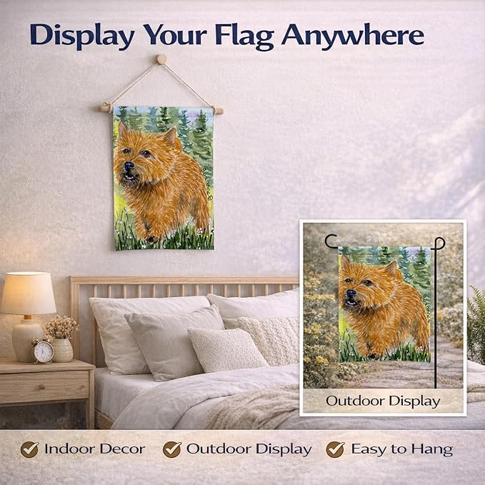 Caroline's Treasures SS8878GF Norwich Terrier Garden Flag Mailbox Flag Decorative Yard Flag Banner Outside Patio Artwork Yard Flower Beds, Garden Size, Multicolor