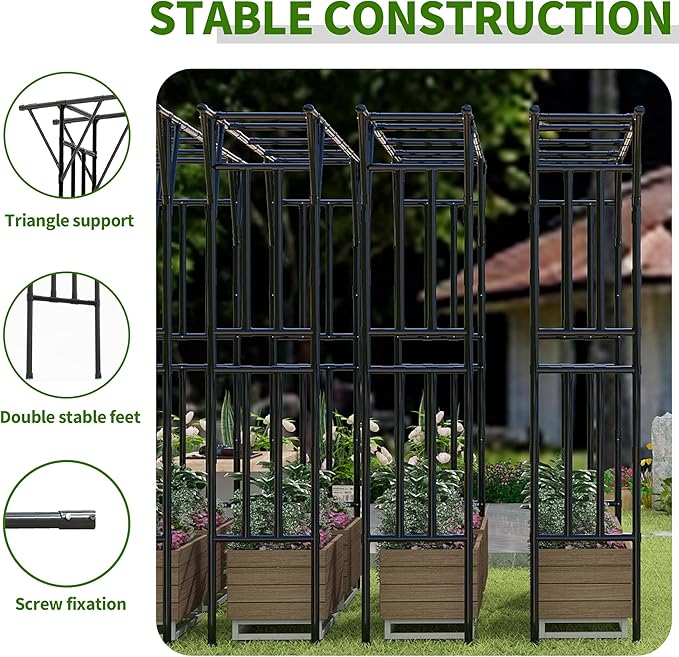 Flat Top Garden Arch Trellis 11FT x 9FT, Super Large Arbor Trellis for Climbing Plants Outdoor 141.7in x 108in x 19.7in, Metal Garden Frame for Backyard, Lawn, Archway, Wedding Decoration, Patio Black