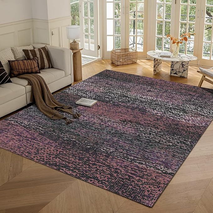 Washable Area Rug - 1/6 Thick - Stain & Water Resistant Non-Slip - Resistant Rug for Living Room, Bedroom, Nursery, Pet & Child Friendly, Vintage Charm Area Rugs (Burgundy, 6' x 9')