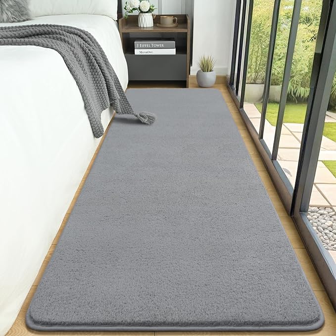 AROGAN 2x8 Runner Rug for Hallway, Long Runner Rugs Non Slip, Grey | Soft Washable Memory Foam Carpet for Bedroom, Non Slip Backing Runners Rug for Hallways, Kitchen, Bathroom, Entryway Home