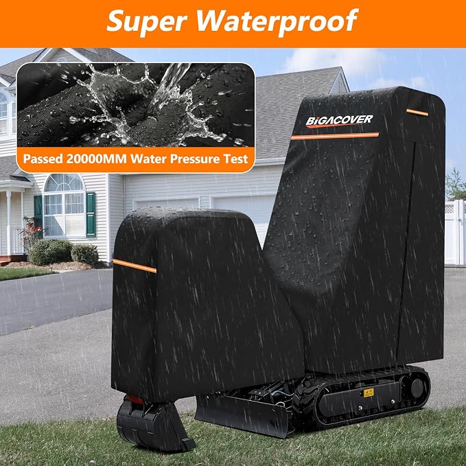 Heavy Duty Mini Excavator Cover, 6-Layer 600D Oxford Fabric with Inner Cotton Split Design for Better Fit, Waterproof All-Weather Machine Protection for 1.7 Ton Mini Excavator (M - 1.6-2.3 Ton)