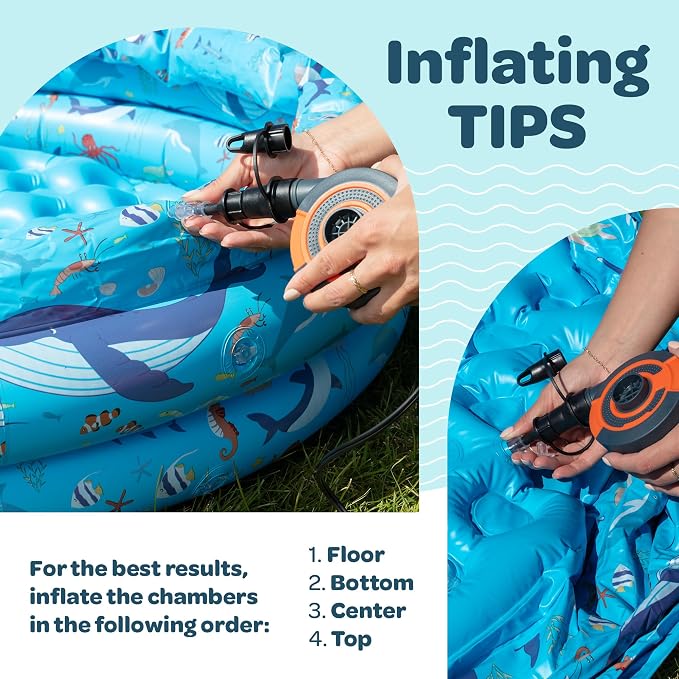 Inflatable Kiddie Pool for Toddlers, 48"X12" Round Plastic Blow Up Kids Swimming Pool, Outdoor Water Play, Ball Pit Toys for Kids Age 2 3 4 5, Summer Essential Baby Splash Pools with Cushioned Floor
