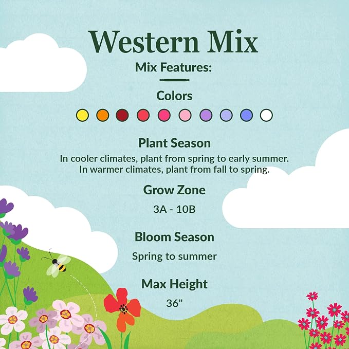 Ferry-Morse Wildflower Seeds - Colorado Western Mix, Non-GMO, Outdoor, Full Sun - 1 lb