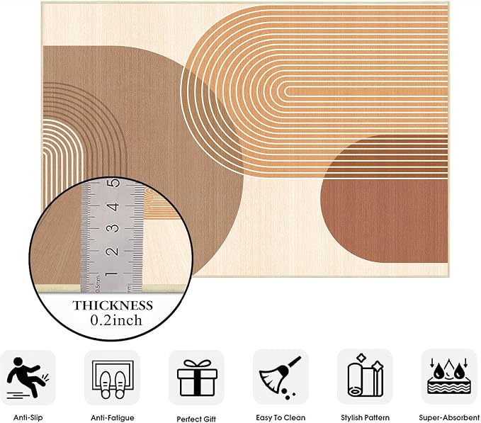 9x12 Large Area Rug for Living Room BohoRug Bohemian Rugs Machine Washable Modern Geometric Rug Non Slip Printed Low Pile Indoor Floor Carpet for Dining Room Bedroom Office,Orange