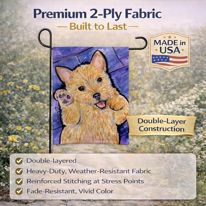 Caroline's Treasures SS8911GF Norwich Terrier Garden Flag Mailbox Flag Decorative Yard Flag Banner Outside Patio Artwork Yard Flower Beds, Garden Size, Multicolor