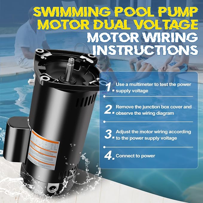 SQ1202 Pool Pump Motor 2HP 48Y Frame Fit for Century A.O.Smith Single Speed | Fit for Century A.O. Smith 2HP Single Speed, 3450 RPM, 48Y Frame, 230V, 11.2 Amps, Swimming Pool Motor