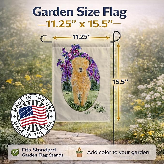 Caroline's Treasures SS8060GF Golden Retriever Garden Flag Mailbox Flag Decorative Yard Flag Banner Outside Patio Artwork Yard Flower Beds, Garden Size, Multicolor