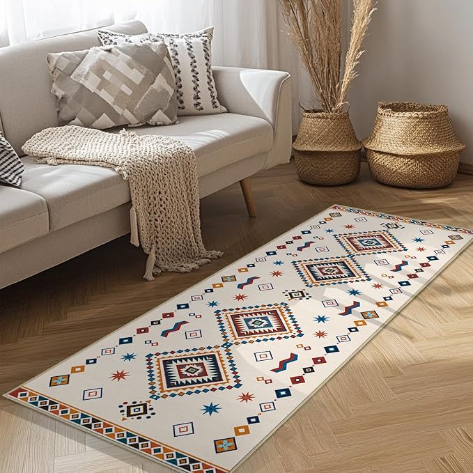 Moroccan Runner Rug 2x6 for Hallway Boho Geometric Western Tribal Rug Soft Southwestern Washable Rugs Non Slip Low Pile Carpet for Kitchen Entryway Laundry Room Bedroom