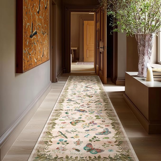 Machine Washable Hallway Runner Rugs: 2'x10' Kitchen Runner Stain Resistant Non Slip Low Pile Soft Carpet Runners for Hallways Indoor Entryway Kitchen Laundry Room Bedroom Bathroom Farmhouse