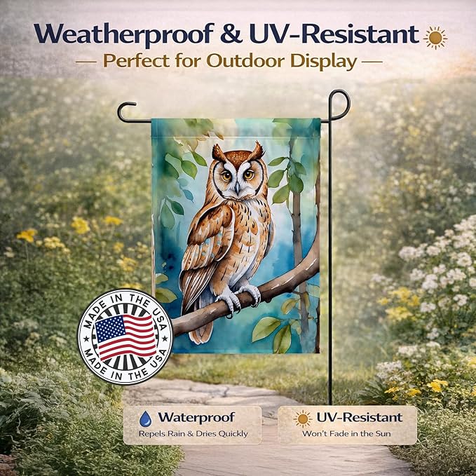 Caroline's Treasures Oriental Bay Owl Garden Flag Mailbox Flag Decorative Yard Flag Banner Outside Patio Artwork Yard Flower Beds, Garden Size, Multicolor