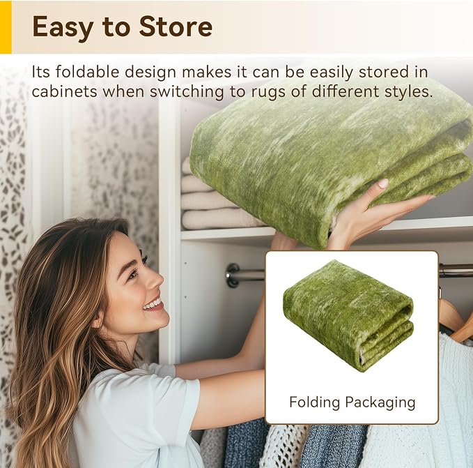 RELEANY Washable 8'x10' Abstract Area Rug for Living Room Grass Green | Carpet for Bedroom, Kitchen, Office, Hallway and Entryway, Printed Pattern, Non‑Slip, Soft, Stain‑Resistant, Easy to Clean