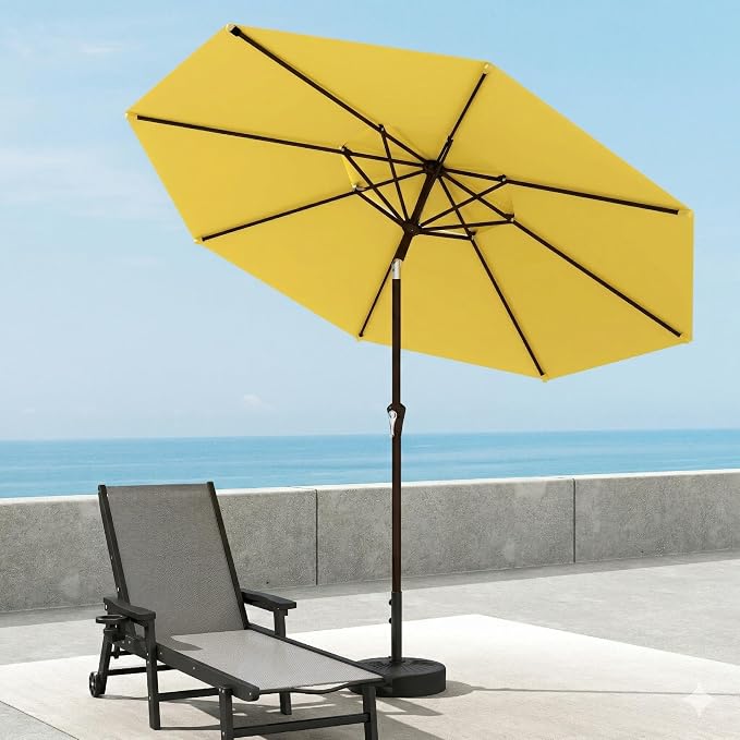 10FT Patio Umbrella, 2 Tier Outdoor Table Umbrella, Large Vented Market Umbrellas with Push Button Tilt and Crank, 8 Sturdy Ribs for Backyard, Deck, Pool, UPF50+ UV Protection