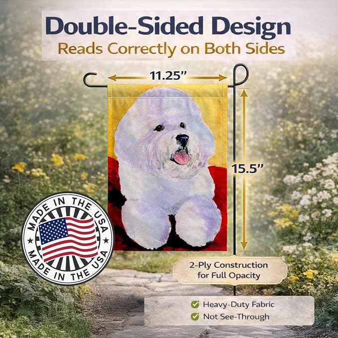 Caroline's Treasures SS8921GF Bichon Frise Garden Flag Mailbox Flag Decorative Yard Flag Banner Outside Patio Artwork Yard Flower Beds, Garden Size, Multicolor
