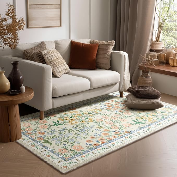 3x5 Washable Area Rugs for Entryway: Small Throw Rugs Stain Resistant Non Slip Low Pile Soft Faux Wool Lightweight Entry Rug for Bedroom Living Room Kitchen Laundry Room Bathroom Front Door Indoor